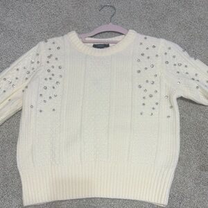 Forever 21 Cream Sweater with Silver Accents